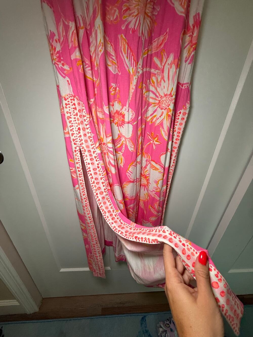 Lilly Pulitzer Pink Floral Maxi Skirt XS Side Slits Stretch Resort Beach